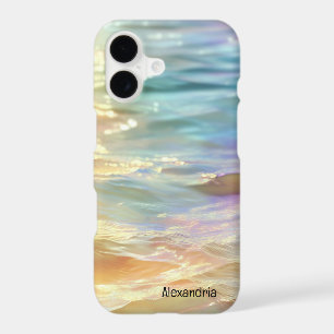 Trendy Faux Holographic Waves Opal iPhone Case