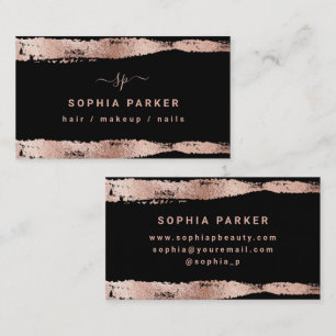 Trendy Faux Rose Gold on Black Business Card