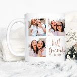 Trendy Faux Rose Gold Script | Best Friends Photo Coffee Mug<br><div class="desc">This trendy mug features eight of your favourite photos of you and your bestie! The words "best friends forever" appear in faux rose gold look modern script,  and there is room to add the name of you and your best friend on a white background.</div>
