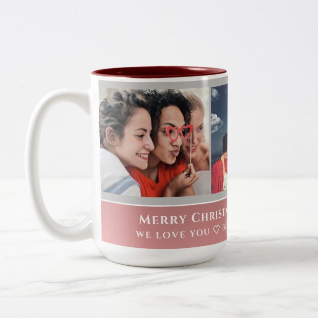 Trendy Faux Rose Gold Script | Best Friends Photo  Two-Tone Coffee Mug (Left)