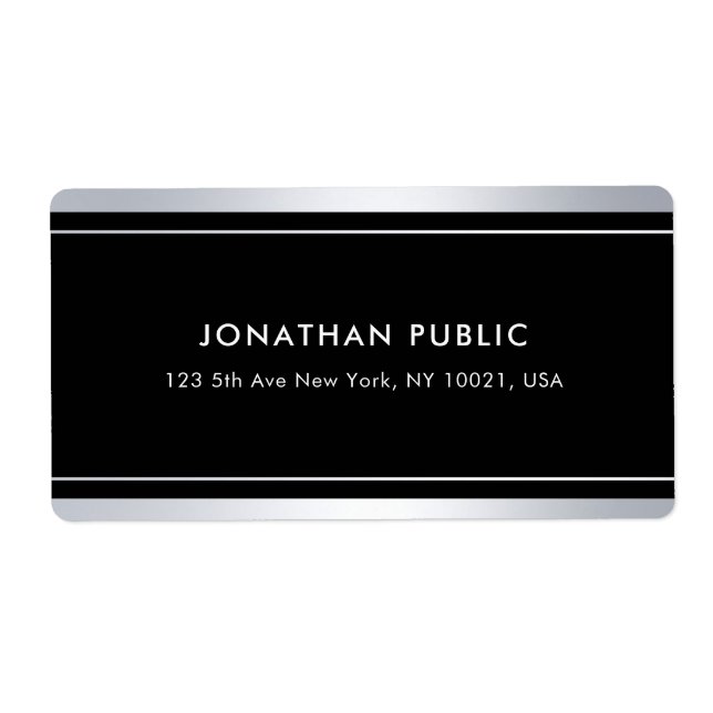 Trendy Faux Silver Black Modern Glamour Shipping (Front)