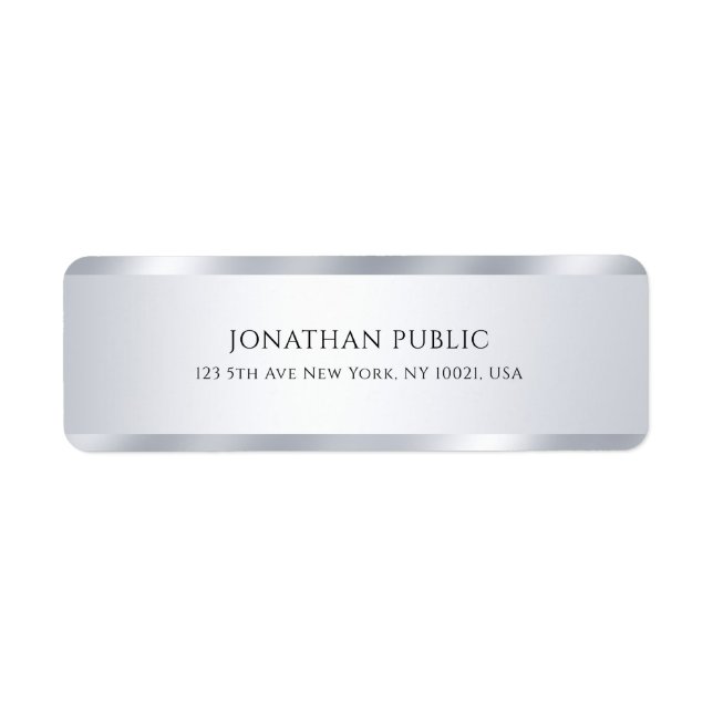 Trendy Faux Silver Modern Simple Elegant Template (Front)