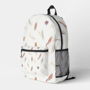 Trendy Feathers Luxury Boho Collection Printed Backpack