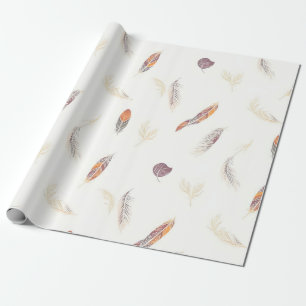 Trendy Feathers Luxury Boho Collection Wrapping Paper