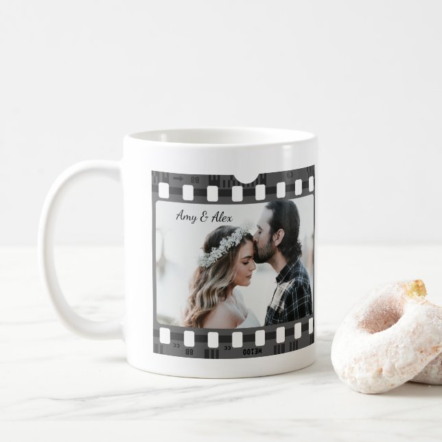Trendy Film Reel Movie Personalised Picture Frame  Coffee Mug (With Donut)