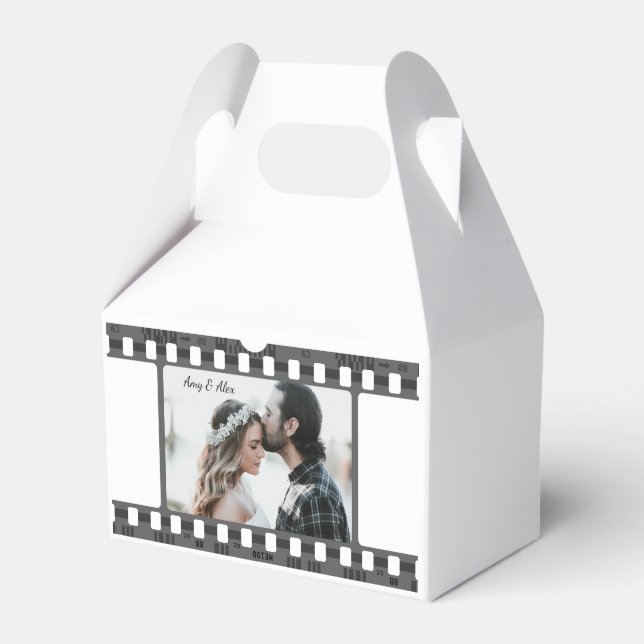 Trendy Film Reel Movie Personalised Picture Frame  Favour Box (Front Side)