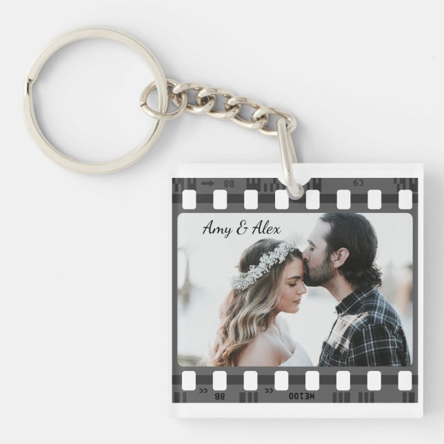 Trendy Film Reel Movie Personalised Picture Frame  Key Ring (Front)