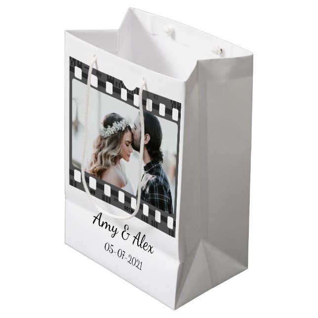 Trendy Film Reel Movie Personalised Picture Frame  Medium Gift Bag (Front Angled)