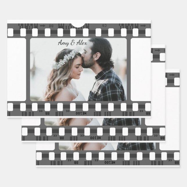 Trendy Film Reel Movie Personalised Picture Frame  Wrapping Paper Sheet (Set)