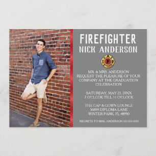 Trendy Firefighter School Graduation Announcement