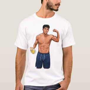 "Trendy Fitness Guy with Omelette and Bread Vector T-Shirt