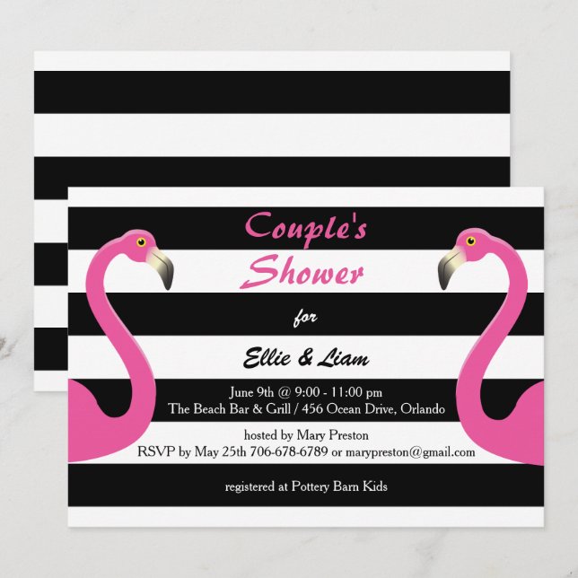 Trendy Flamingo Baby Couple's Shower Invitation (Front/Back)