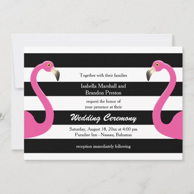 Trendy Flamingo Wedding Invitation (Front)
