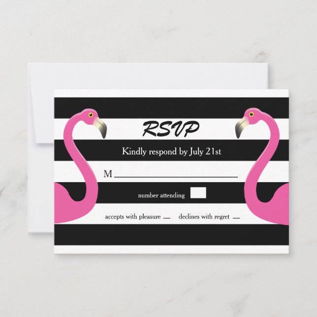 Trendy Flamingo Wedding RSVP Card (Front)