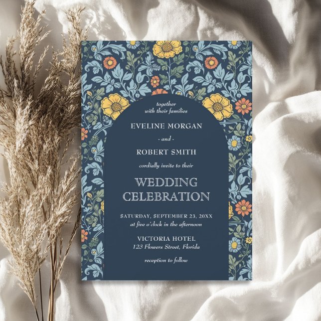 Trendy floral Art Nouveau William Morris wedding Invitation (Trendy floral Art Nouveau William Morris wedding Invitation)