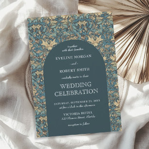 Trendy floral Art Nouveau William Morris wedding Invitation