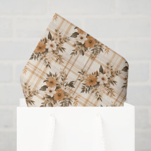 Trendy Floral Bouquets and Autumn Plaid Tissue Paper