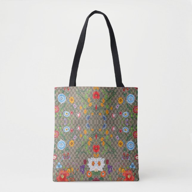 Trendy floral chic tote bag (Front)