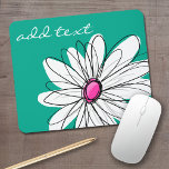 Trendy Floral Daisy Illustration - Pink and Green Mouse Mat<br><div class="desc">A zen and whimsical,  hipster piece of art. You can add a name,  monogram or other custom text. If you need to move the art around,  click on the customise button to make changes.</div>