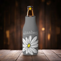 Trendy Floral Daisy with grey yellow custom name