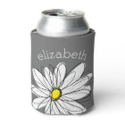 Trendy Floral Daisy with grey yellow custom name