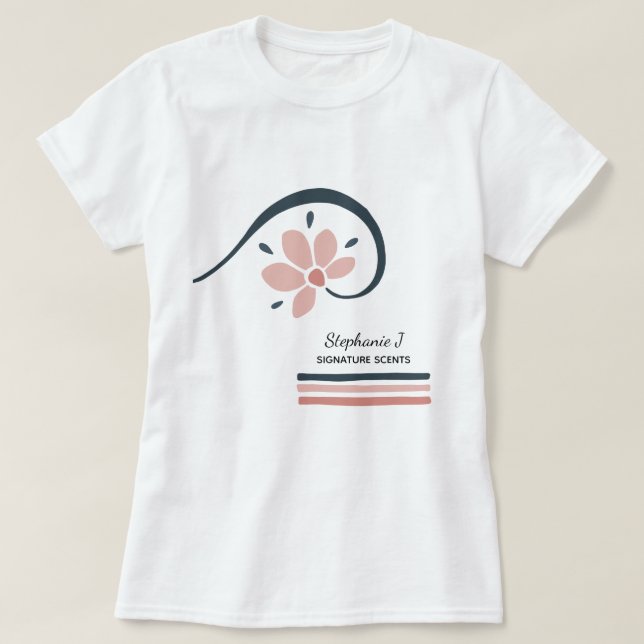 Trendy Floral Essential Oils Aromatherapy T-Shirt (Design Front)