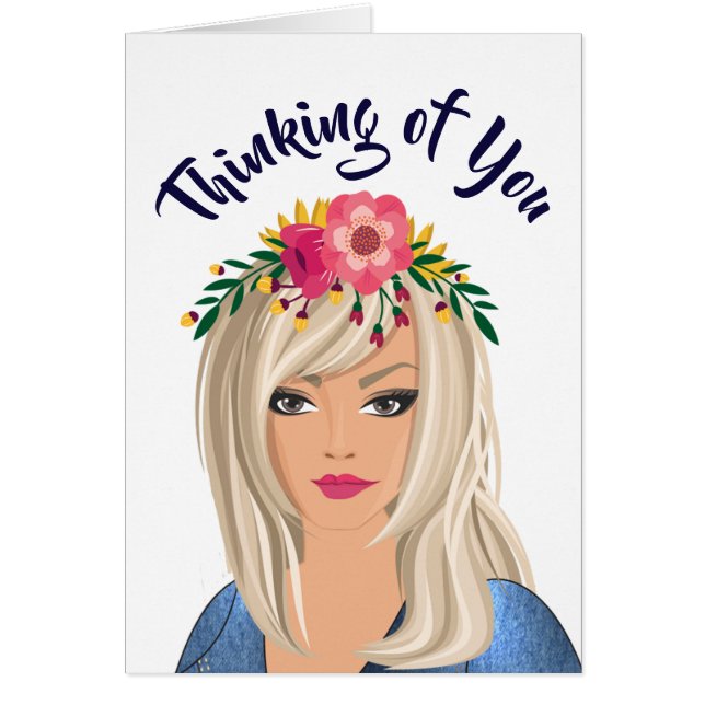Trendy Floral Girl "Thinking Of You" (Front)