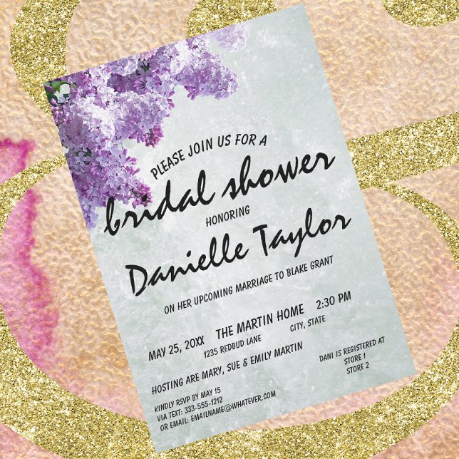 Trendy Floral Lilac Bloom Bridal Shower Invitation (Creator Uploaded)