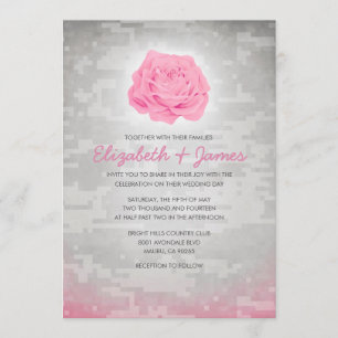 Trendy Floral Military Camo Wedding Invitations