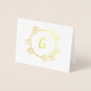 Trendy Floral Monogram Foil Card