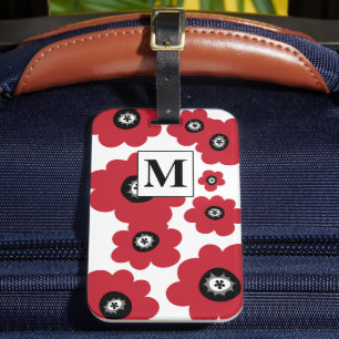 Trendy Floral Monogram Luggage Tag