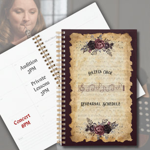 Trendy Floral Oboe Rehearsal Schedule Portfolio Planner