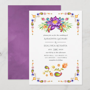 Trendy Floral Paisley Indian Wedding Invitation