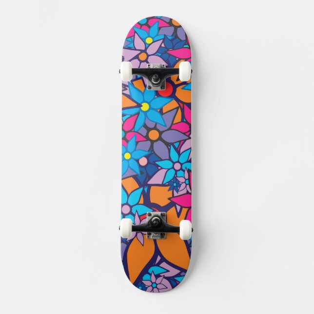 Trendy Floral Pattern #4 Skateboard (Front)