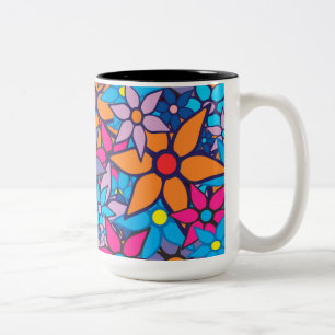 Trendy Floral Pattern #4 Two-Tone Coffee Mug