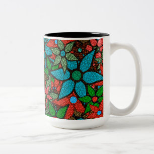 Trendy Floral Pattern #6 Two-Tone Coffee Mug