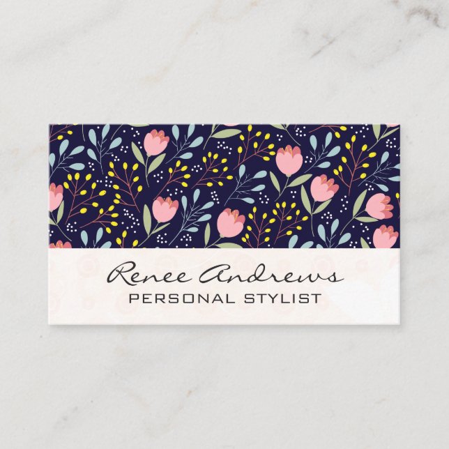 Trendy Floral Pattern Business Card (Front)