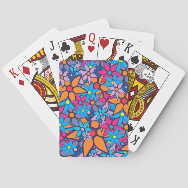 Trendy Floral Pattern Playing Cards (Back)