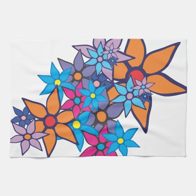 Trendy Floral Pattern Tea Towel (Horizontal)