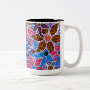 Trendy Floral Pattern Vintage #5 Two-Tone Coffee Mug