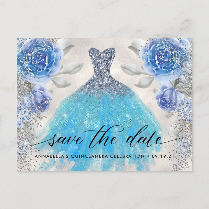 Trendy Floral Photo Quinceañera Save The Date Post Postcard | Zazzle.co.uk