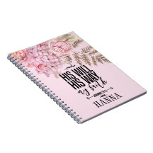 Trendy Floral Pink Blush Pampas Grass Notebook