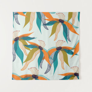 Trendy floral seamless pattern hand drawn colorful tapestry