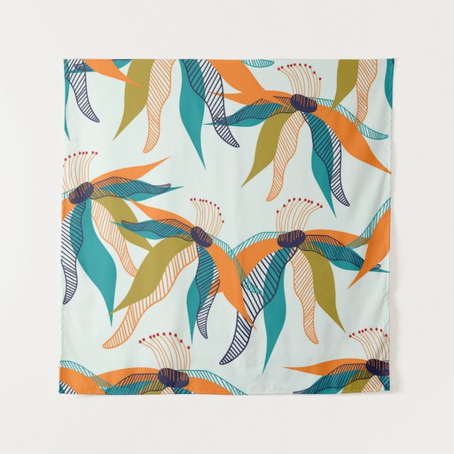 Trendy floral seamless pattern hand drawn colorful tapestry (Front)