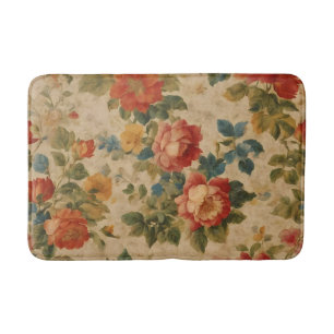 Trendy Floral Watercolor Vintage Collection Bath Mat
