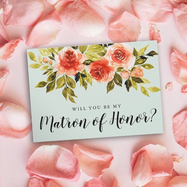 Trendy Floral Will You Be My Matron Of Honour Card (Creator Uploaded)