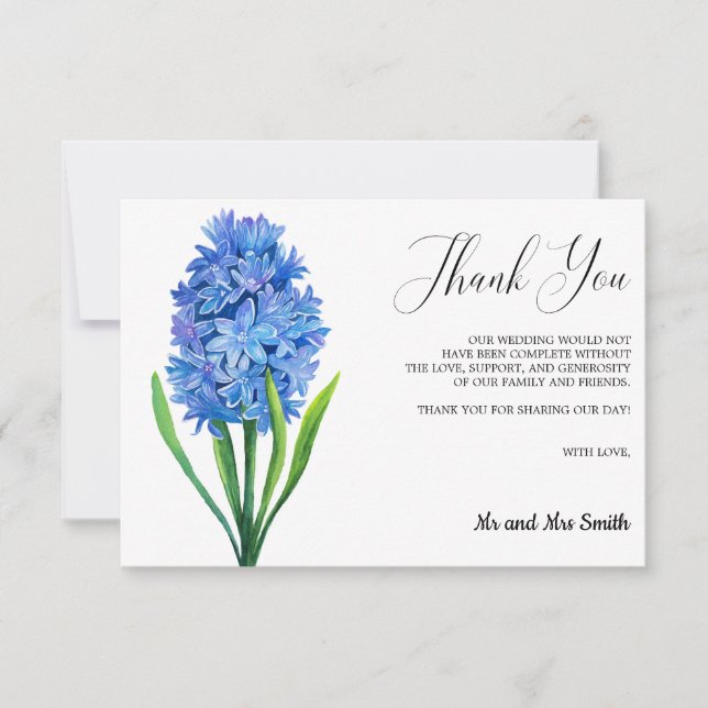 Trendy Flower Blue Hydrangea Wedding Thank you Card (Front)