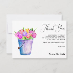 Trendy Flower Tulips Bucket Wedding Thank you