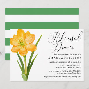 Trendy Flower YELLOW CROCUS   rehearsal dinner Invitation