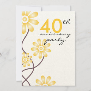 Trendy Flowers 40th Wedding Anniversary Party Invitation